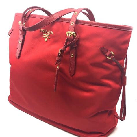 prada tote handbag red|prada nylon shopper tote.